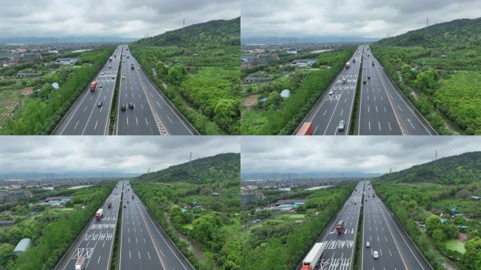 杭金衢高速公路G60车流物流行驶实拍素材