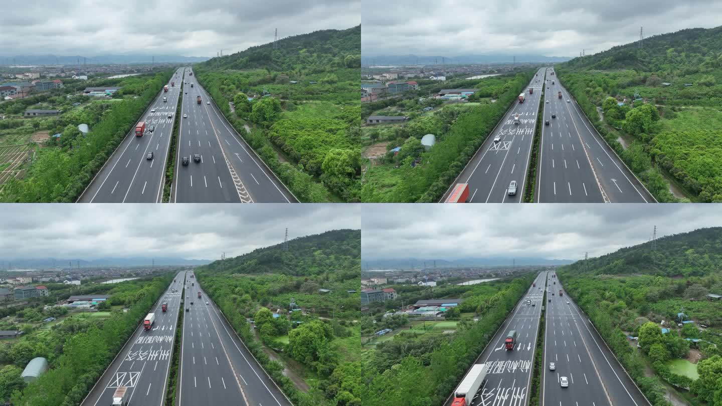 杭金衢高速公路G60车流物流行驶实拍素材