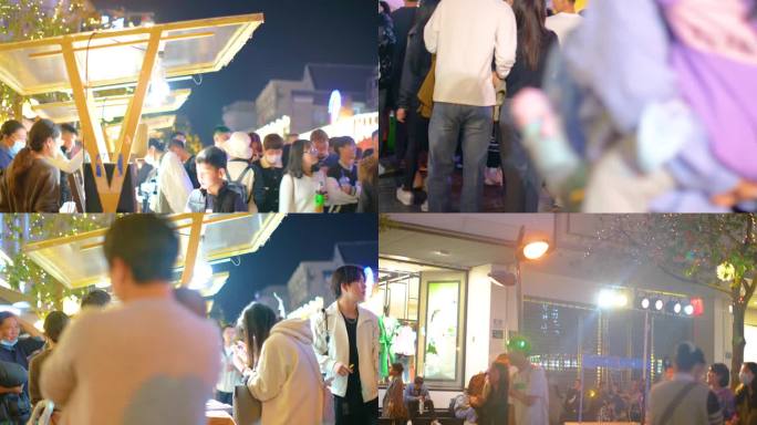 浙江省杭州市拱墅区武林夜市夜晚夜景逛街购