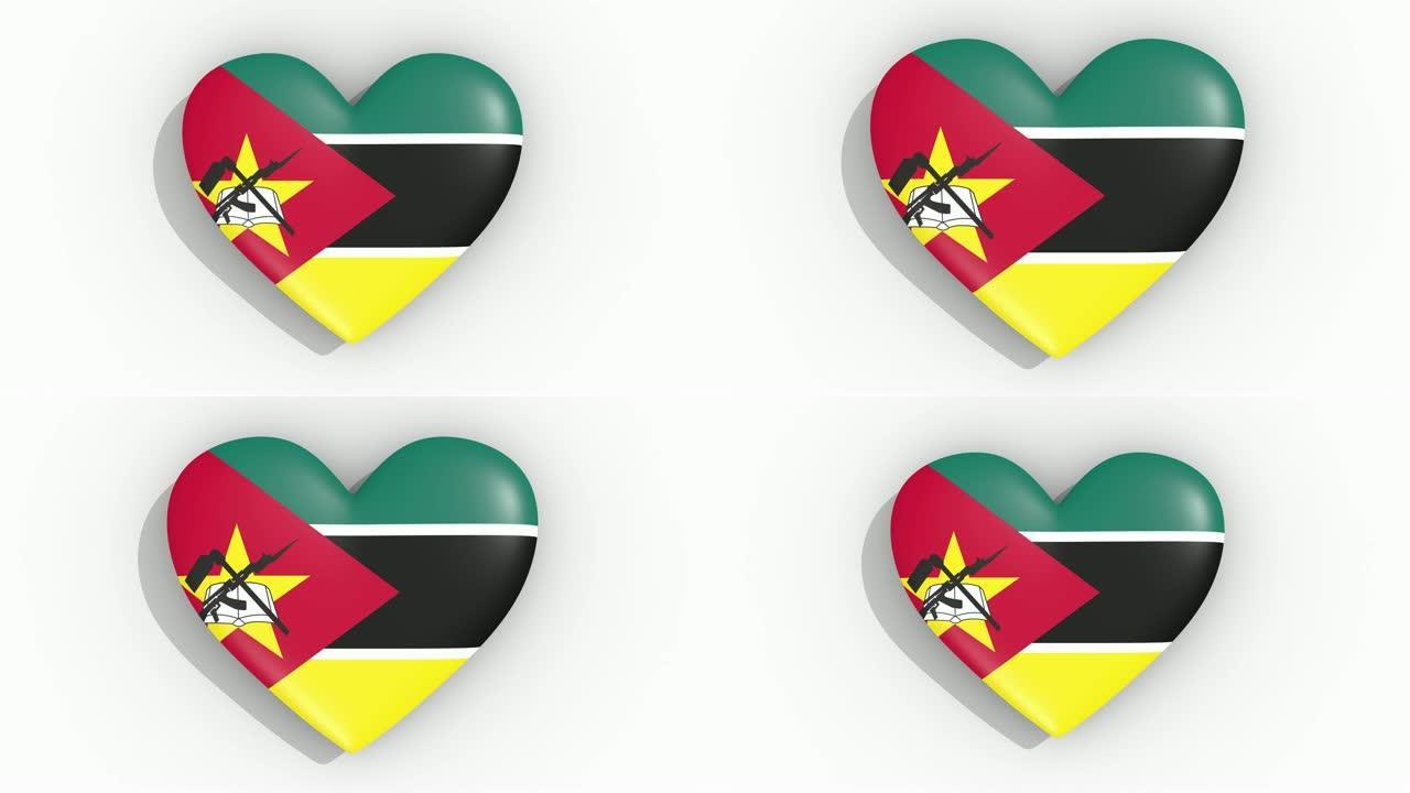 莫桑比克彩色旗帜的心脏脉冲，循环