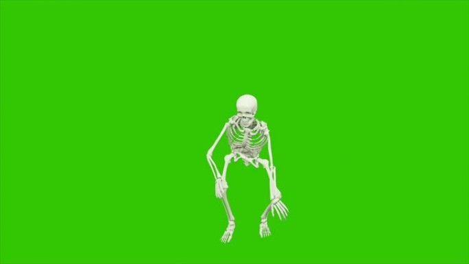 骷髅舞蹈。绿色屏幕上的动画。