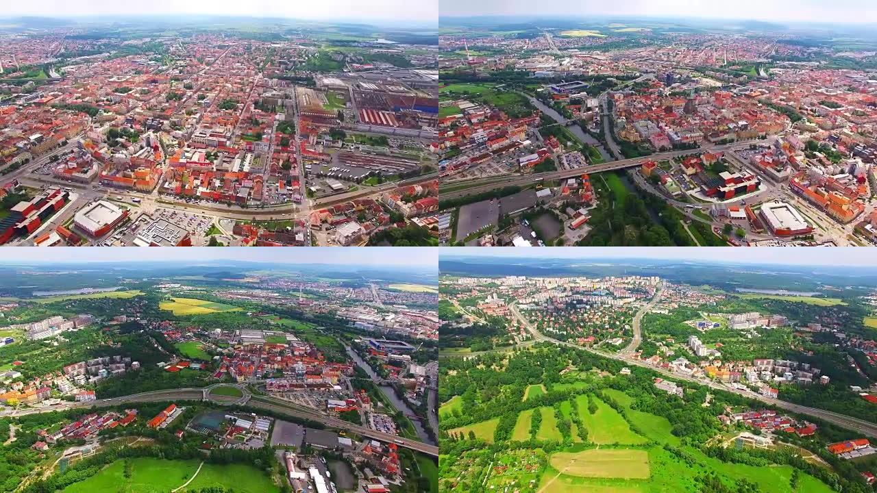 中欧捷克共和国比尔森的鸟瞰图。