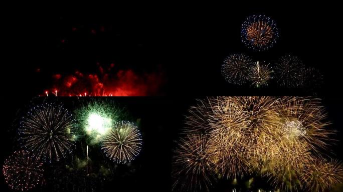 烟花汇演庆典，彩色烟花4K