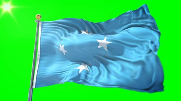 密克罗尼西亚国旗无缝循环3D渲染视频。美丽的纺织布织物环摆动