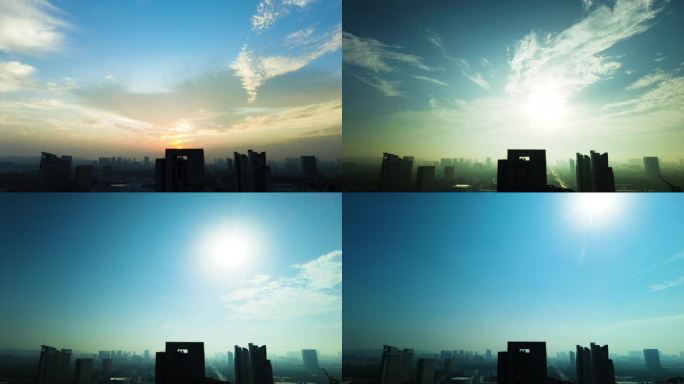 城市太阳升起延时摄影