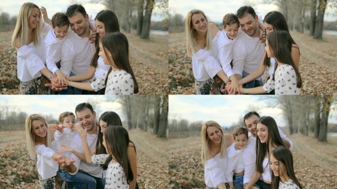 公园秋天的家庭冒险