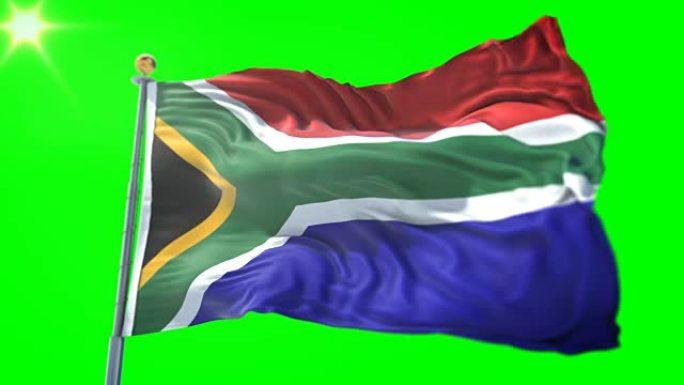 南非国旗无缝循环3D渲染视频。美丽的纺织布织物环摆动