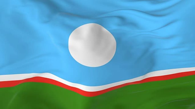 挥舞着环形旗帜作为萨哈共和国的背景