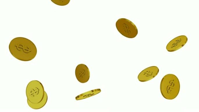 掉落金币的3d动画阿尔法频道