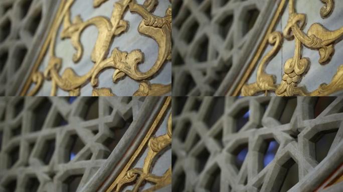 埃迪尔内奥斯曼宏伟的塞利米耶清真寺内部特写细节