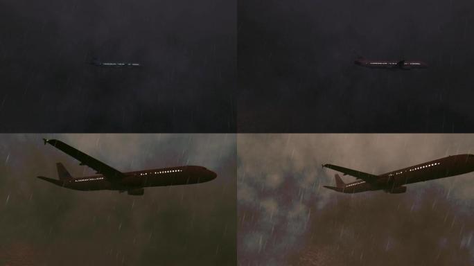 在风暴中飞越太平洋的客机