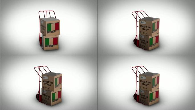 意大利制造带盒子旋转的红色手推车
