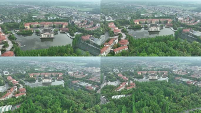 四川外国语大学成都学院航拍学校阴天下雨天