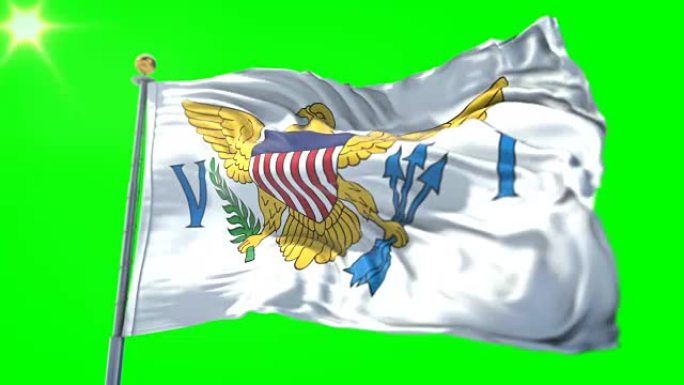 维尔京群岛美国国旗无缝循环3D渲染视频。美丽的纺织布织物环摆动