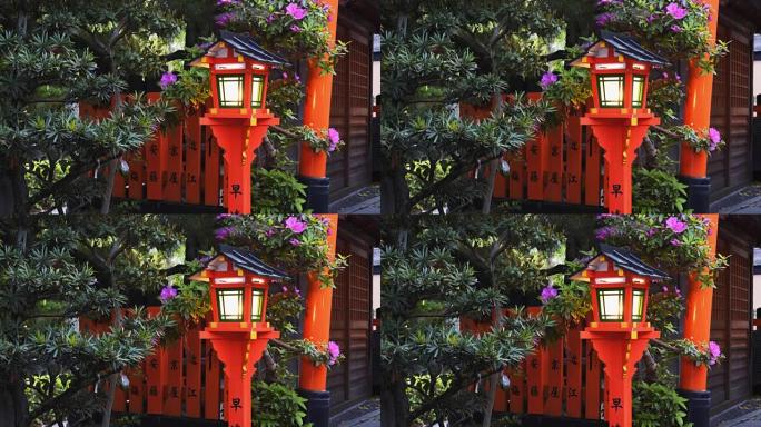 京都gion的tatsumi bashi的灯笼特写