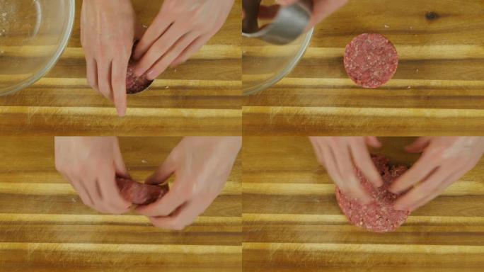 在木板上手工制作汉堡