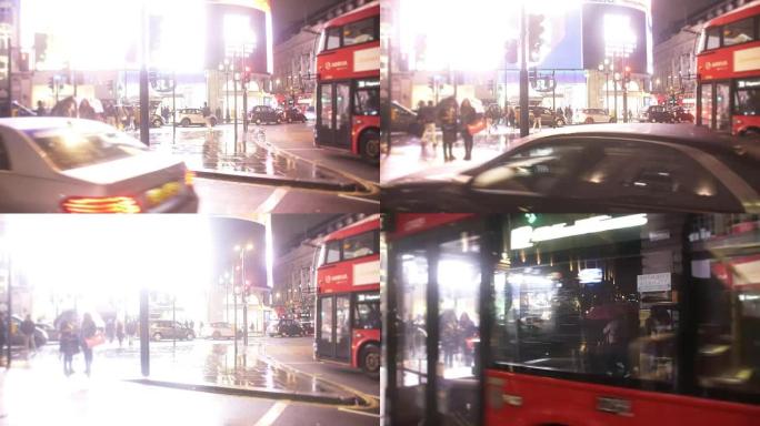 雨夜的伦敦皮卡迪利广场