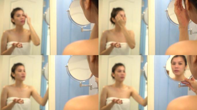 护肤概念中女人美丽脸庞的美丽肖像。