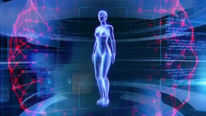 人体女性解剖学3D动画生物科学技术