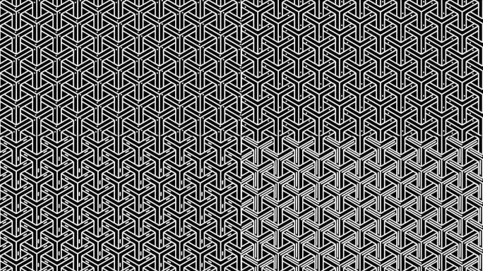 阿尔法通道4k环的黑白等距3d正方形