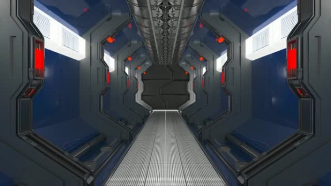 抽象科幻飞船走廊。可循环
