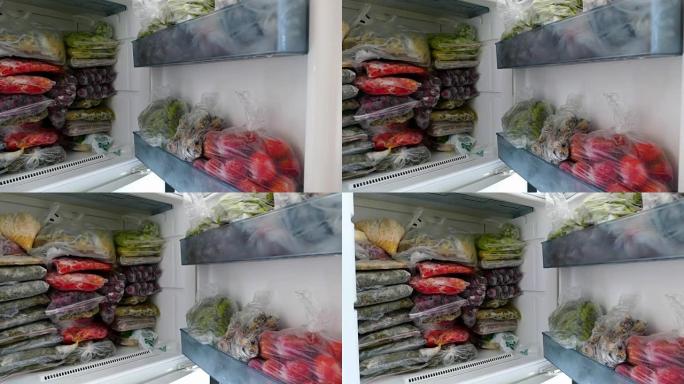 装满天然食物和食物的深冰柜