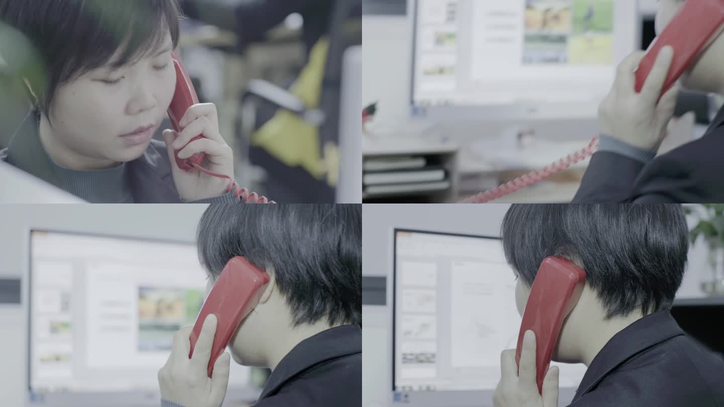 【4K】商务女子接听电话拨打座机