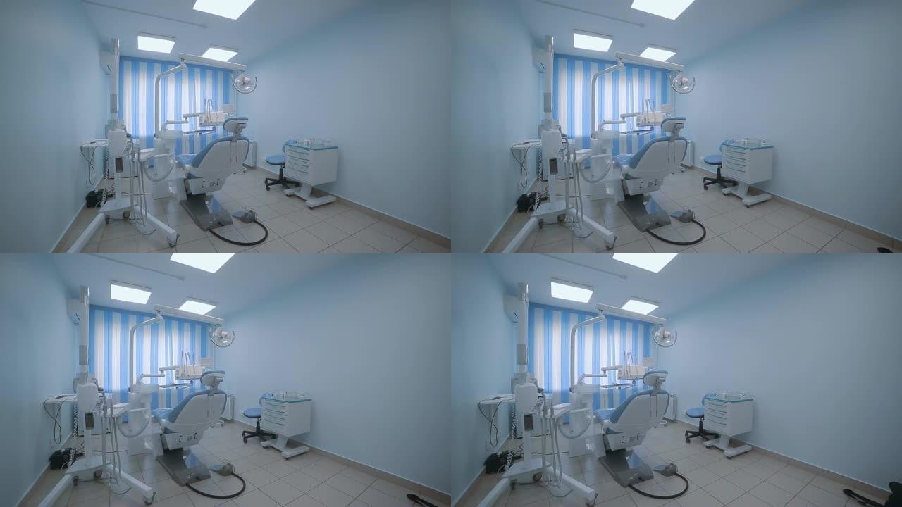 带椅子和工具的牙科诊所内部设计
