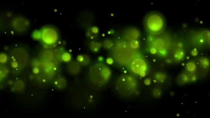 充满活力的绿色发光散景灯视频动画