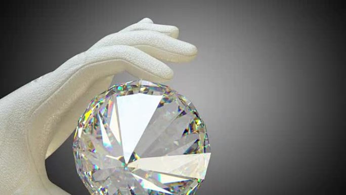 手握巨大的宝石或阿尔法哑光钻石的手套