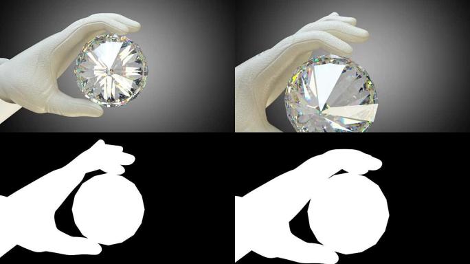 手握巨大的宝石或阿尔法哑光钻石的手套