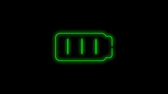 绿色全充电电池2d动画霓虹灯图标