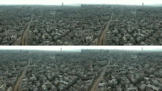 爆炸后，叙利亚被摧毁的阿勒颇全景