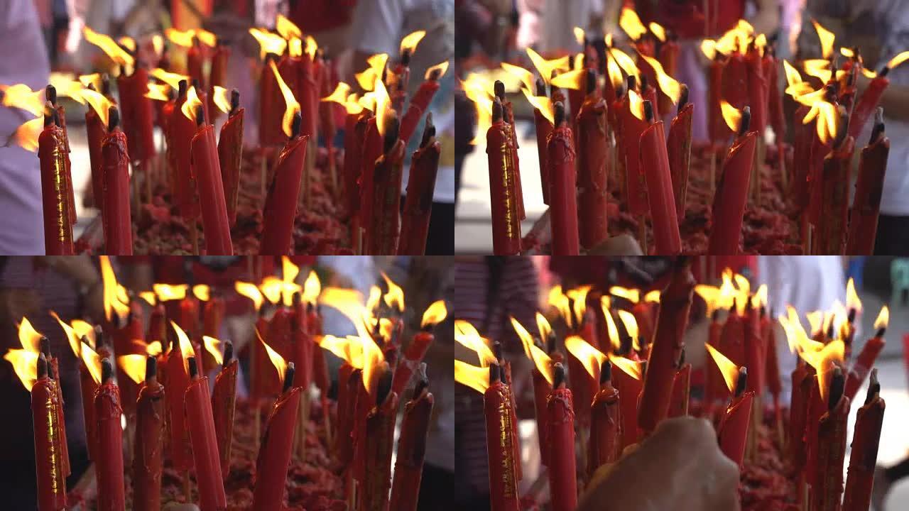 一组燃烧的蜡烛。