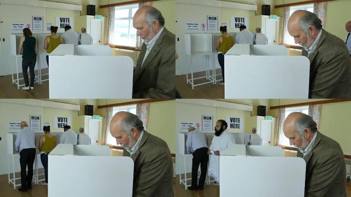 4K:长者在投票站投票站投票。选举