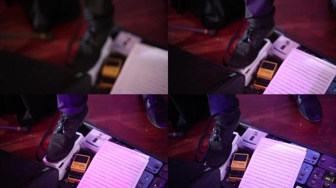 摇滚脚吉他手演奏哇哇踏板