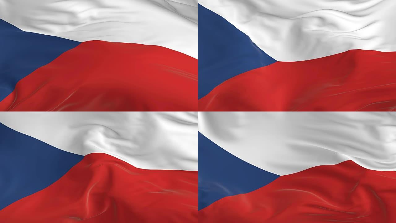 挥舞着环形旗帜作为背景捷克共和国