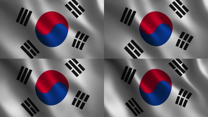 韩国国旗挥舞着3d。摘要背景。循环动画。