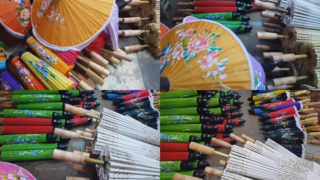 如何制作泰国清迈博桑村纸制工艺品的工艺雨伞。