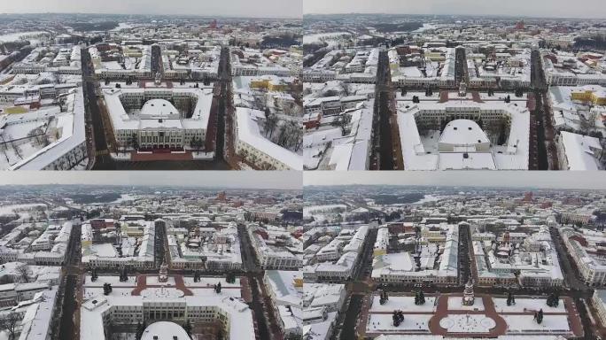 冬季航空摄影中的雅罗斯拉夫尔市中心