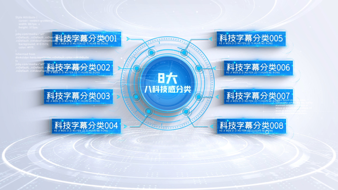 8大白色科技感分类展示介绍连线分布A模板