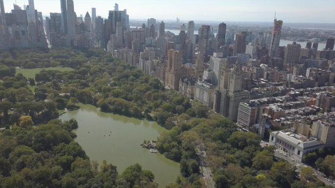 纽约曼哈顿中央公园城市风景航拍