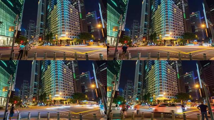 新加坡夜间交通，延时视频