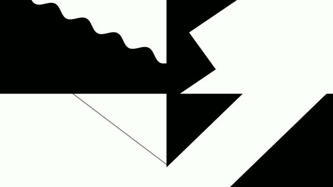 抽象多过渡形状三角形和正方形线波刷笔画条纹黑白运动电视电影过渡系列背景，用阿尔法绘画的动画