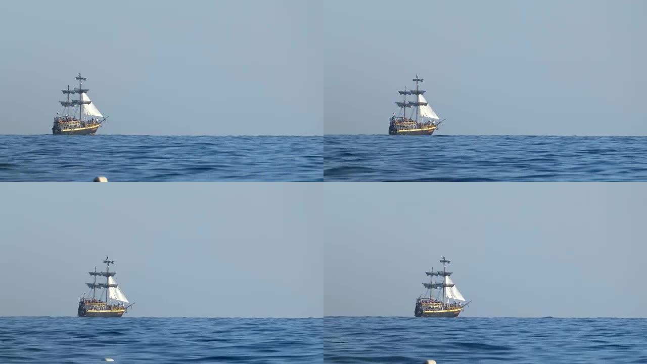 海中风格化海盗船