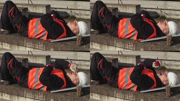 工人在工作时间睡觉