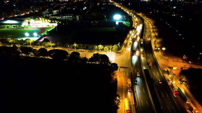 杭州钱塘新区德胜快速路车流夜景视频素材4