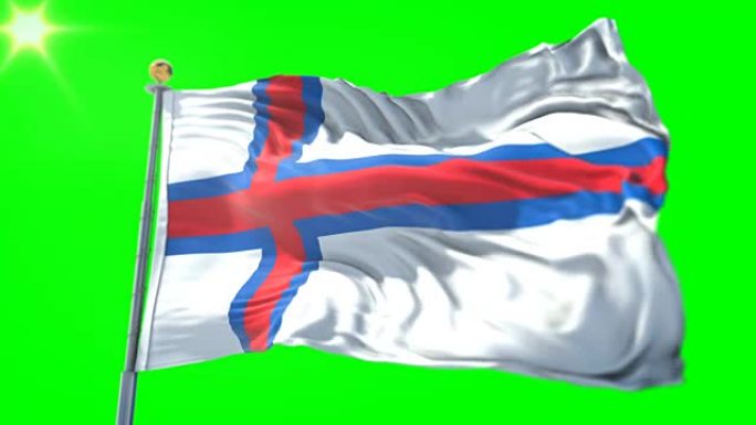 法罗群岛旗帜无缝循环3D渲染视频。美丽的纺织布织物环摆动