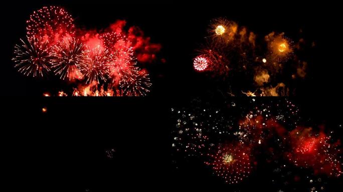 烟花汇演庆典，彩色烟花4K