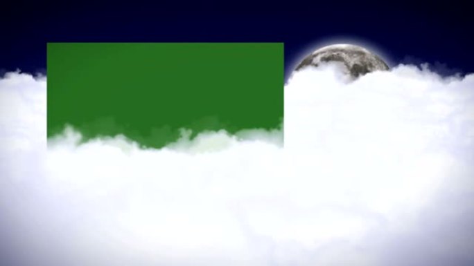 云和月亮动画，渲染，绿屏监视器背景，循环